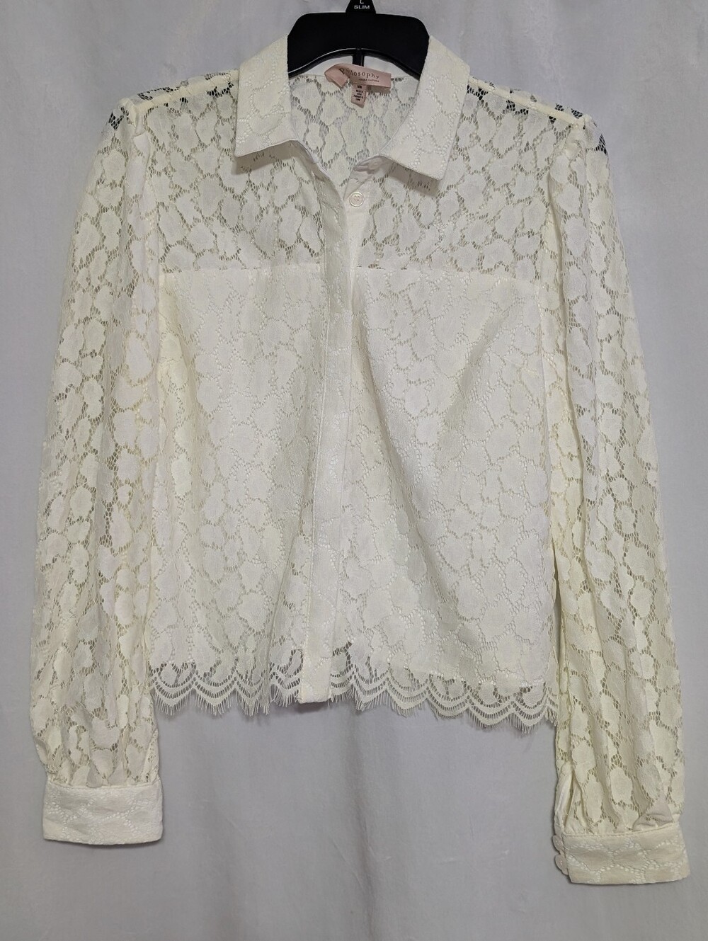 Philosophy White/Cream Lace Button-Down Shirt